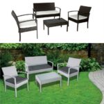 Outdoor furniture made of polirattan 4-seater model KART sofa armchairs and glass table available in two colors