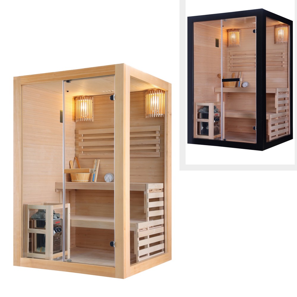 sauna-finlandese-130x120-cm-naturale-nera-con-stufa-sn084 Sauna finlandese misura 130x120 cm realizzata in legno nero o naturale con stufa Harvia SA076