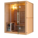 Cabina spa 3 posti con stufa per sauna  Finlandese 150x120 cm in legno Hemlock SA056
