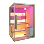 Sauna finlandese per 2 persone da 120x110 cm comprensiva di stufa Sawo cromoterapia e bluetooth SA078