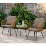 Outdoor armchairs model "Lemon" with matching round coffee table