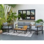 Outdoor furniture sofa with armchairs and table series "Ribes" cushions included