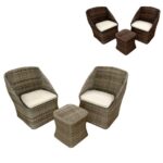 Outdoor composition model Tropical armchairs with coffee table in brown or cappuccino polirattan