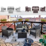 Outdoor composition Trevis model for 4 people armchairs with coffee table and sofa available in 3 colors