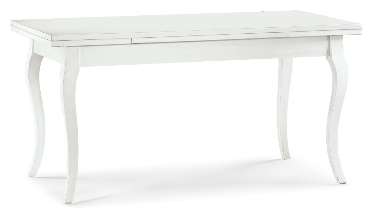 Tavolino modello Cindy stile classico 160x85x78h allungabile color bianco opaco disponibile con sedie