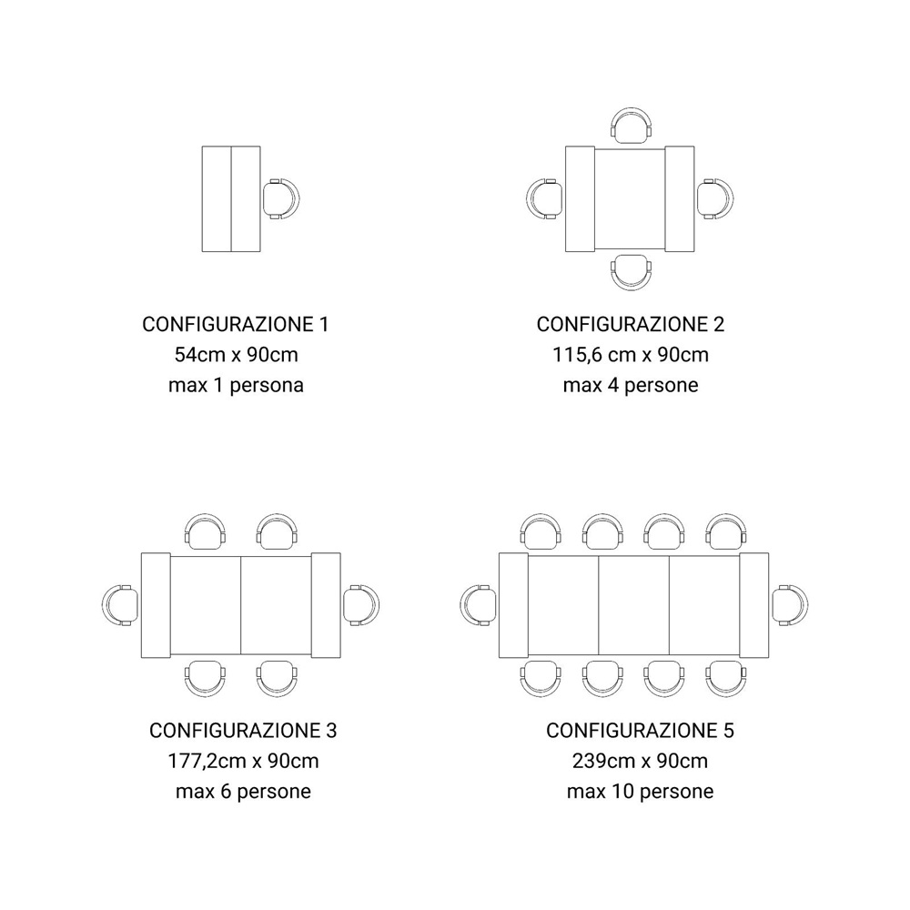 tavolo-consolle-allungabile-bianco-nero-rovere-scheda-tecnica-sedute 5-mode extendable living room table from 54 up to 239 cm in gray oak wood TV011