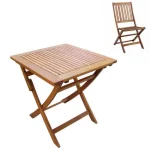 Tavolo da esterno modello "Riddle" da 70x70 cm realizzato in legno di acacia massiccio disponibile anche con sedie