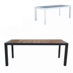 Tavolo da esterno modello "Xavier" da 195x90 cm disponibile bianco o antracite con piano in ceramica effetto legno