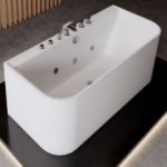 Vasca da bagno con 4 idrogetti 170x75 cm per centro parete cromoterapia design moderno VA130