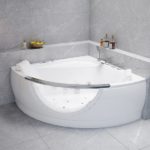 Vasca da bagno angolare con 23 idrogetti ad aria e acqua 140x140 cm radio bluetooth VA132