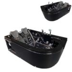 Vasca da bagno nera da 170x115 cm con 15 idrogetti per 2 persone versione destra o sinistra VA134