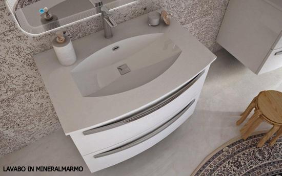 Arredo da bagno Stella 74 o 100 cm in varie colorazioni lavandino in mineralmarmo cristallo o ceramica