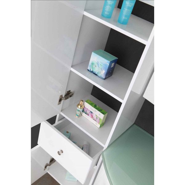 Bathroom furniture model Desy 120+35 cm modern suspended in 2 colors mirror column and mixer for free