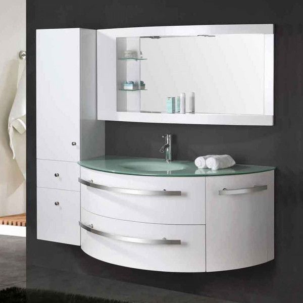 Bathroom furniture model Desy 120+35 cm modern suspended in 2 colors mirror column and mixer for free