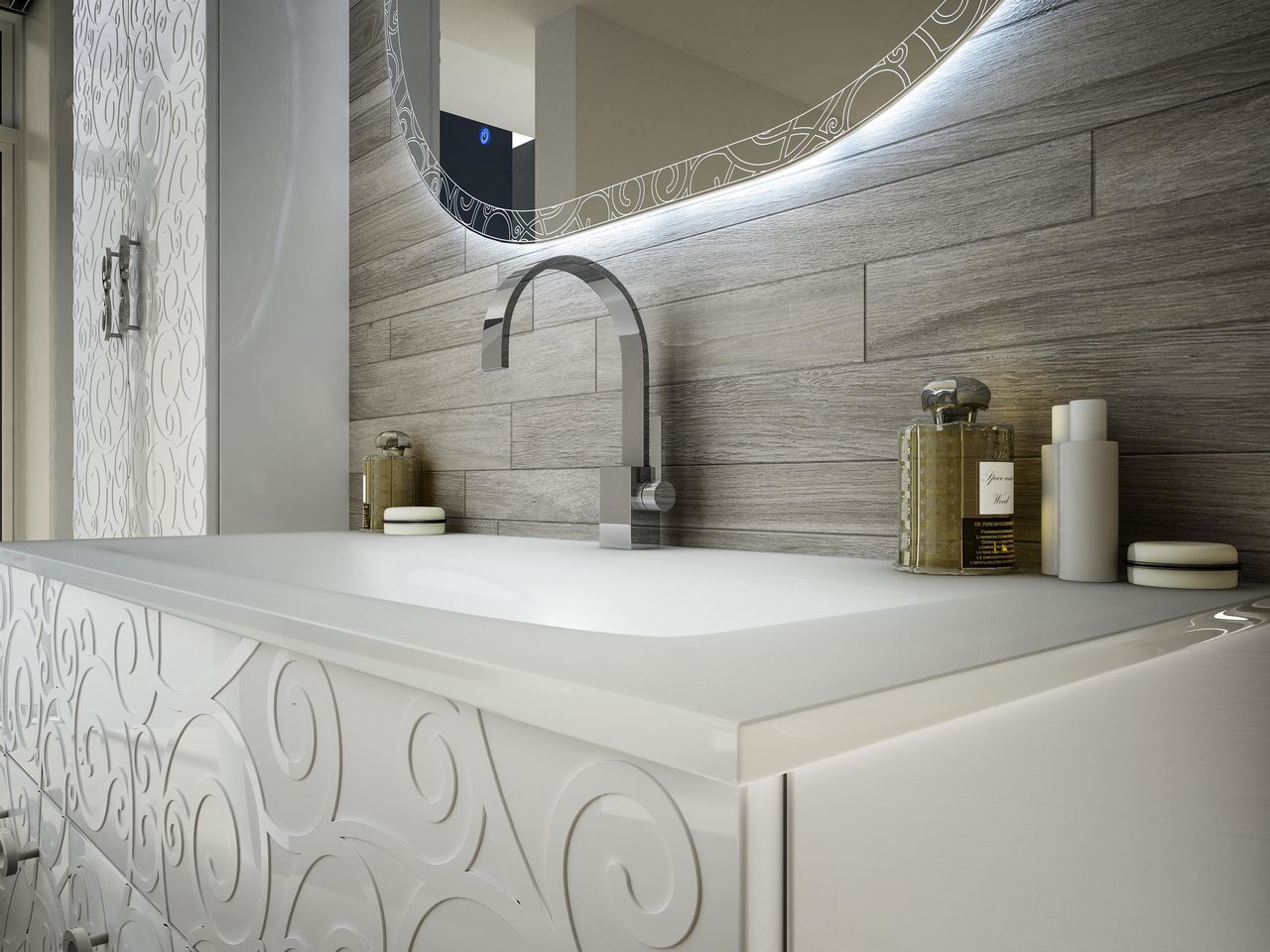 Arredo da bagno Milos da 100 cm sospeso bianco o grafite legno MDF e lavabo