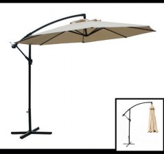 2.5 m high octagonal ecru umbrella with height-adjustable arm OMB05