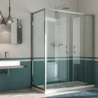 Double sliding door shower stall H185 or 198 cm opaque clear glass B46