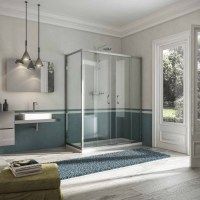 Double sliding door shower stall H185 or 198 cm opaque clear glass B46