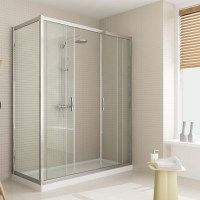 Double sliding door shower stall H185 or 198 cm opaque clear glass B46