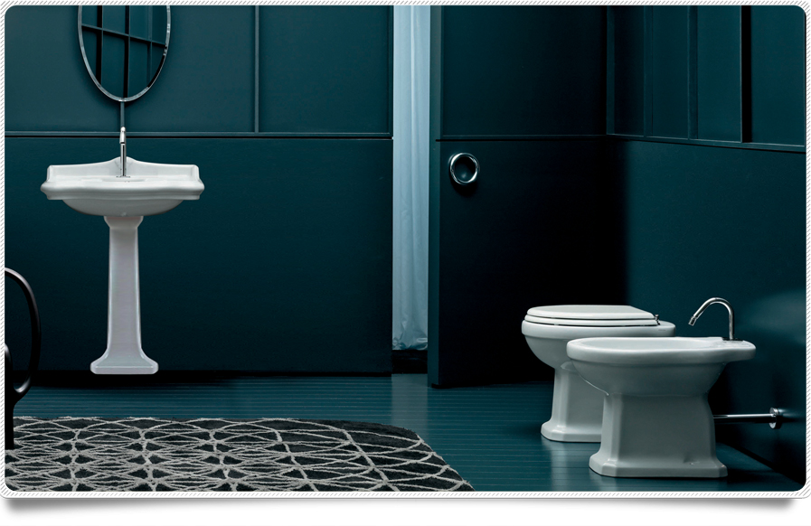 Coppia sanitari Wc bidet stile Classico scarico a pavimento o a muro