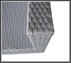 Divano angolare Mara 270x80 color argento tavolo in cristallo da 5 mm