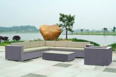 Divano angolare Mara 270x80 color argento tavolo in cristallo da 5 mm