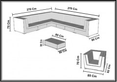 Divano angolare Mara 270x80 color argento tavolo in cristallo da 5 mm