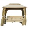 Gazebo with rocking chair for outdoor furniture with curtains and cushions ecru color