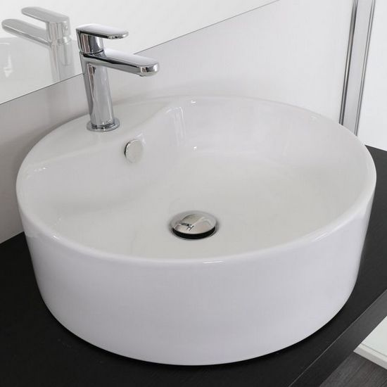 Alba countertop round sink two sizes in ceramic