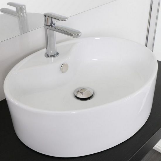 Alba countertop round sink two sizes in ceramic