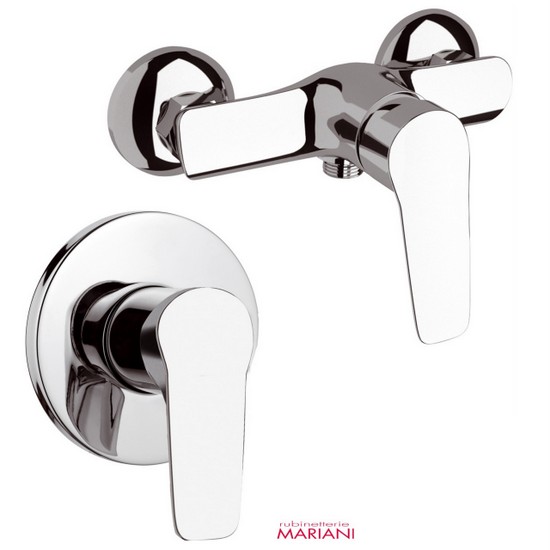Mariani chrome shower faucet available in both single-hole (concealed) and double-hole (external mixer) RB96