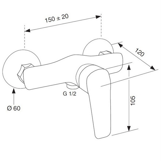Mariani chrome shower faucet available in both single-hole (concealed) and double-hole (external mixer) RB96