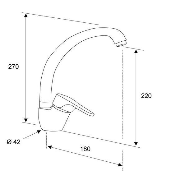 Rubinetto Mariani a collo alto in ottone cromato per lavello da cucina RB72