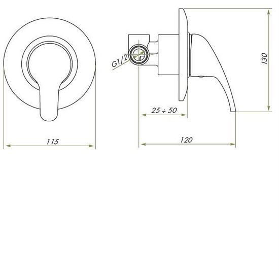 Italian shower mixers with wall or concealed (single-hole) or external (double-hole) connections RB90