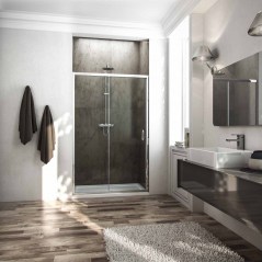 Porta doccia H185 composta da un'anta fissa e porta scorrevole cristallo 6 mm disponibile in 2 versioni PT30