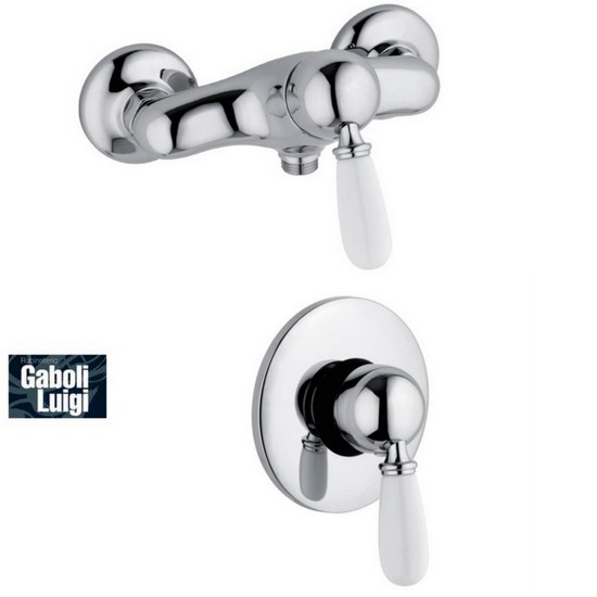 Gaboli retro-style shower mixers for built-in (single-hole) or outdoor (double-hole) RB82
