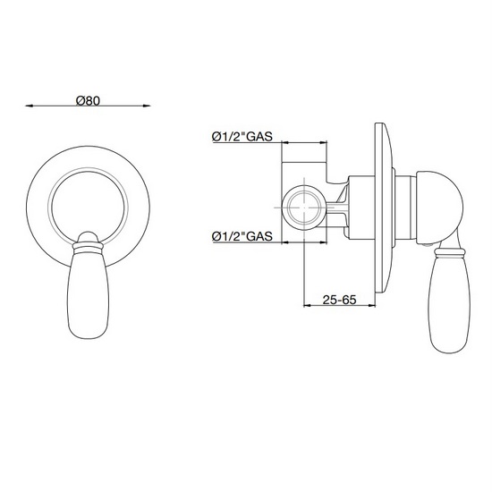 Gaboli retro-style shower mixers for built-in (single-hole) or outdoor (double-hole) RB82