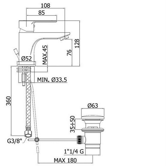 Paffoni Italian sink and bidet mixers with automatic waste RB93