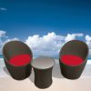 Bonnie outdoor double set with two armchairs coffee table and red cushions
