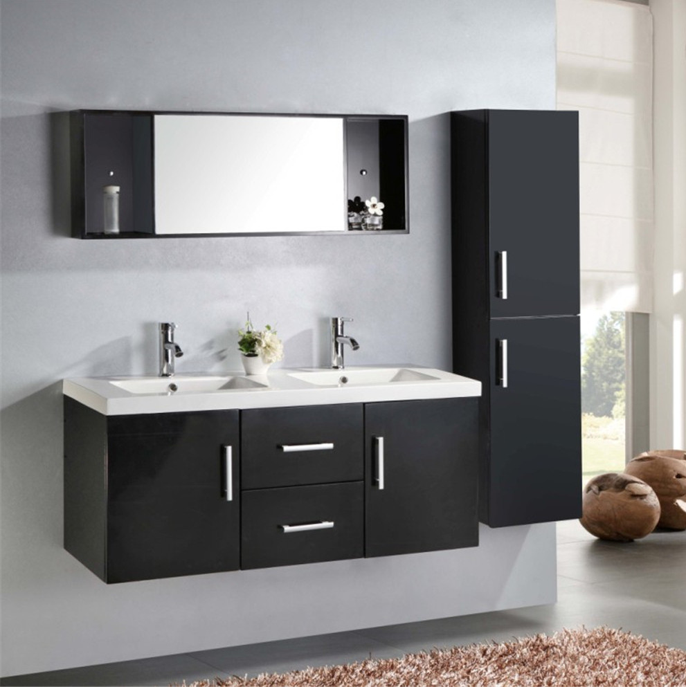 Arredo bagno Taiti 120 cm bianco o nero doppio lavabo in ceramica