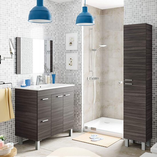 Arredo bagno modello Active cm 80x80xH45 cm grigio scuro lavabo in ceramica e piedini