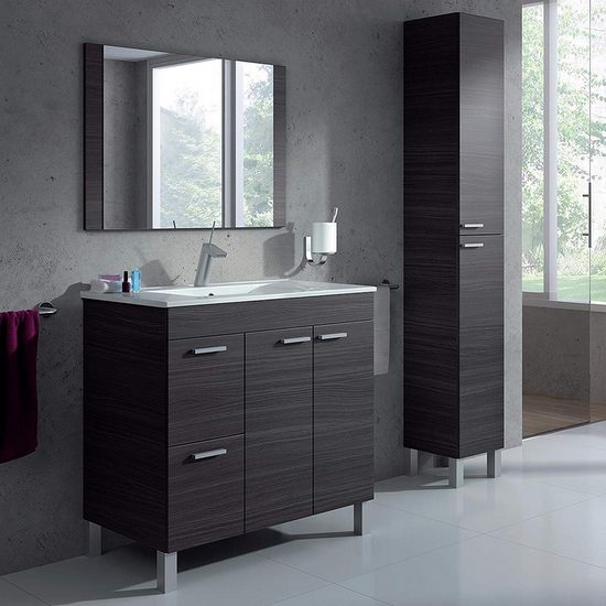Arredo bagno modello Active cm 80x80xH45 cm grigio scuro lavabo in ceramica e piedini