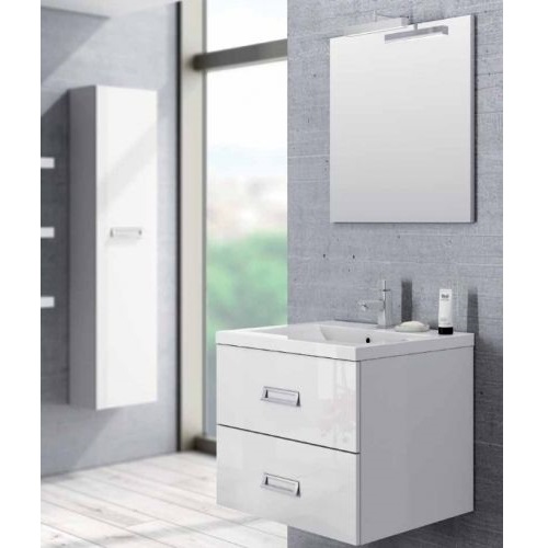 MOBILE BAGNO SOSPESO 80CM GRIGIO CHIARO CON LAVABO NERO OPACO, BERLIN