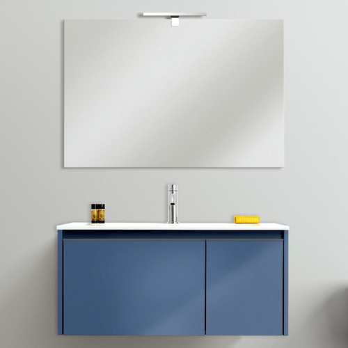 Suspended bathroom furniture model Five 80 cm or 100 cm modern bathroom furniture with mirror in white dove-colored ocean