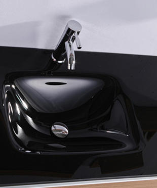 Arredo bagno modello kappa cm 100 wenge chiaro lavandino nero con rubinetto incluso