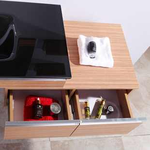 Arredo bagno modello kappa cm 100 wenge chiaro lavandino nero con rubinetto incluso