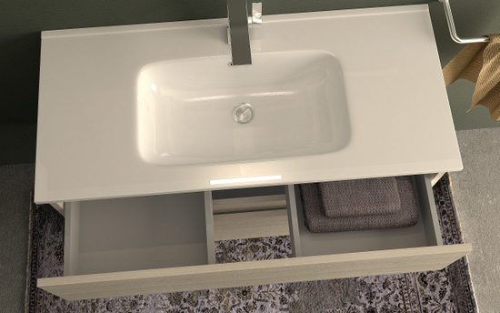 Egos bathroom furniture 75cm or 100cm rock white or oak 2 soft-close drawers