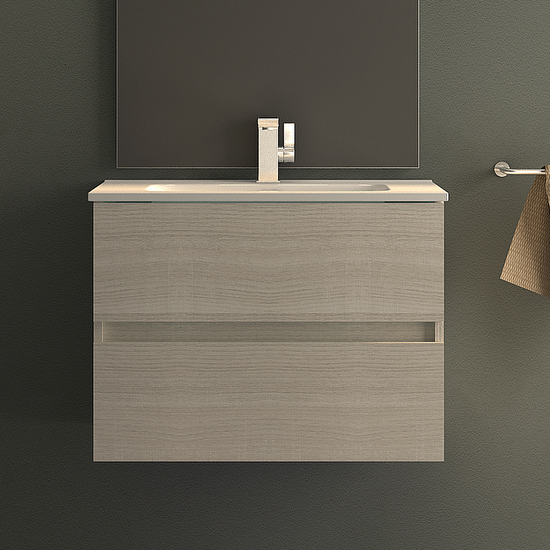 Egos bathroom furniture 75cm or 100cm rock white or oak 2 soft-close drawers