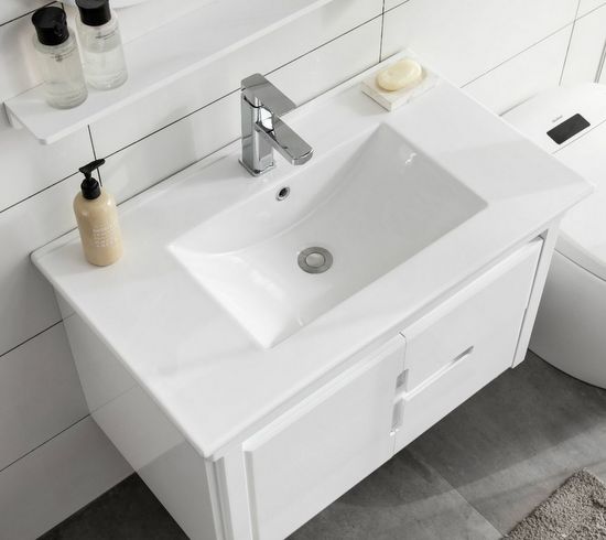 Modern 80cm wall-hung bathroom furniture 1 door 2 drawers with complimentary faucet Brenda model