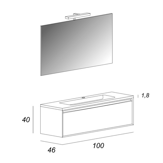 Very furniture hanging bathroom cabinet available 74 or 100 cm with washbasin and front drawer